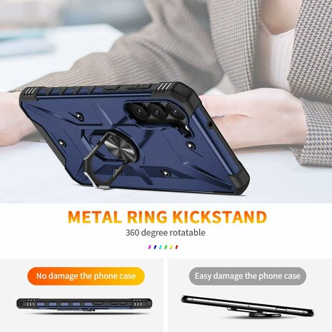 Samsung A15 - Blauw - Armor Back Cover met Kickstand