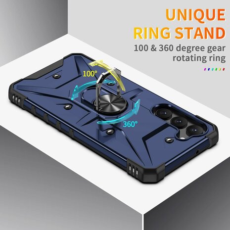 Samsung A15 - Blauw - Armor Back Cover met Kickstand