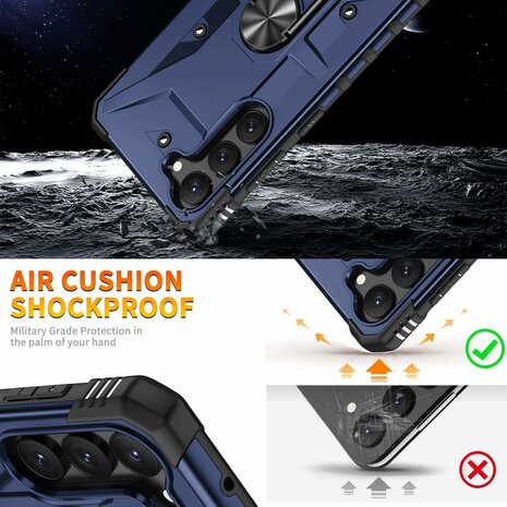 Samsung A15 - Blauw - Armor Back Cover met Kickstand
