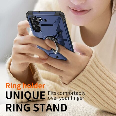 Samsung A15 - Blauw - Armor Back Cover met Kickstand