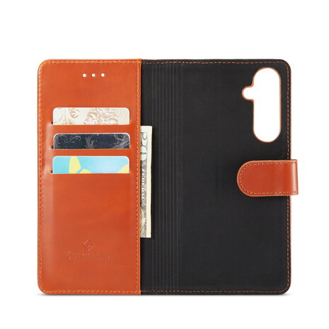 Samsung A55 - 2 in 1 Leather Book Case -  Sienna Brown