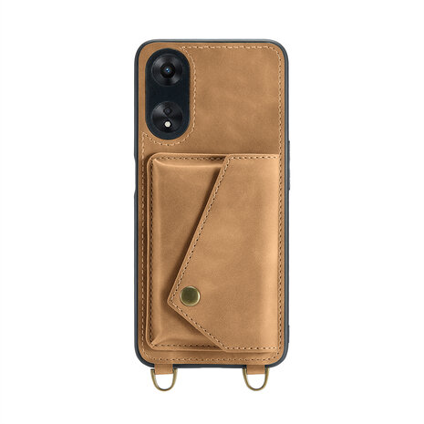 Oppo A98 Sienna Brown - Back Cover met Koord