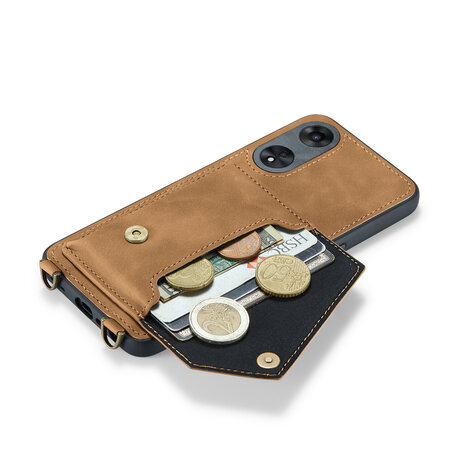 Oppo A98 Sienna Brown - Back Cover met Koord