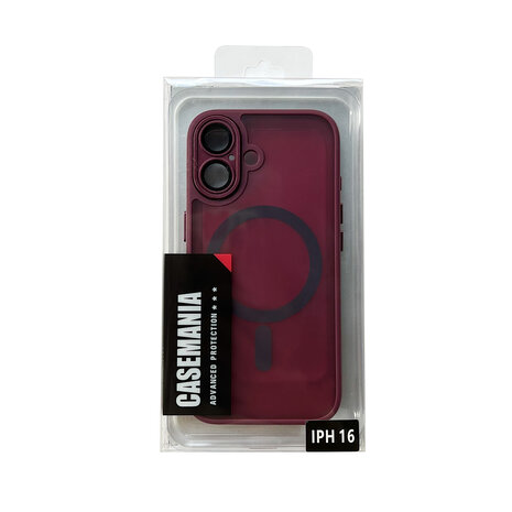 iPhone 16 - Bordeaux - Matte Armor met Cam Bescherming - Geschikt voor MagSafe