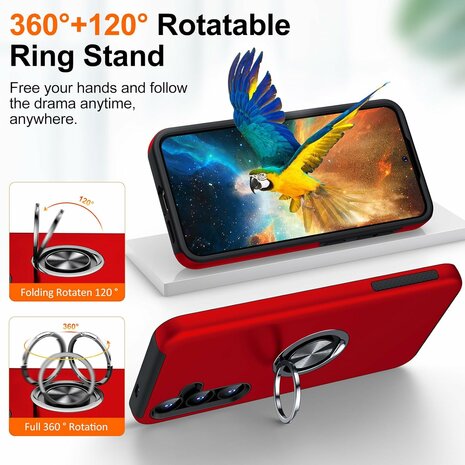 Samsung S25 Plus - Kickstand Ring Case - Rood