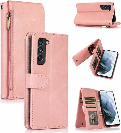 Samsung S22 Plus Roze - Book Case met Rits &amp; Extra Vakken