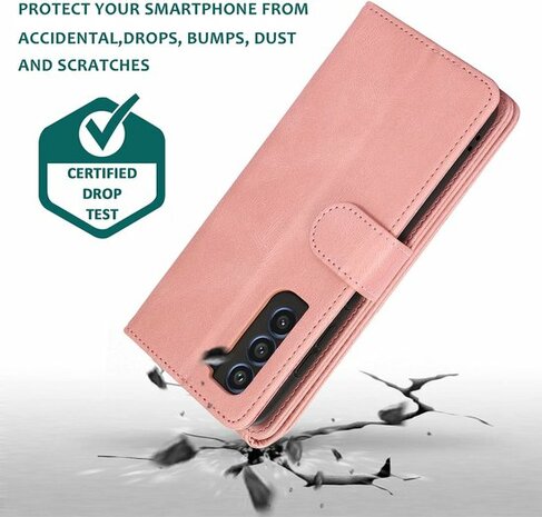 Samsung S22 Plus Roze - Book Case met Rits &amp; Extra Vakken