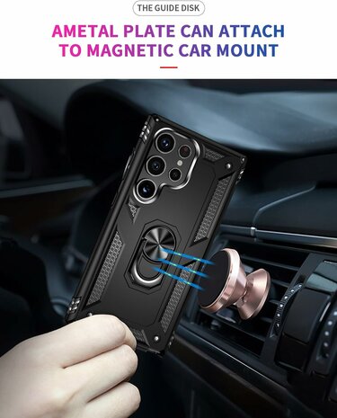 Samsung S24 Ultra Zwart - Armor met Kickstand Ring