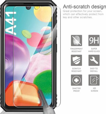 Samsung A41 Roségoud - Armor met Kickstand Ring &amp; 2X Glas