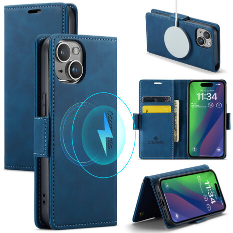 iPhone 15 Plus Navy Blue - MagSafe Book Case