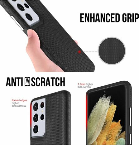 Samsung S20 Ultra Zwart - Anti Slip Matte Armor