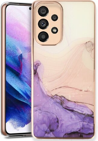 Samsung A03 - Marmer Back Cover - Paars