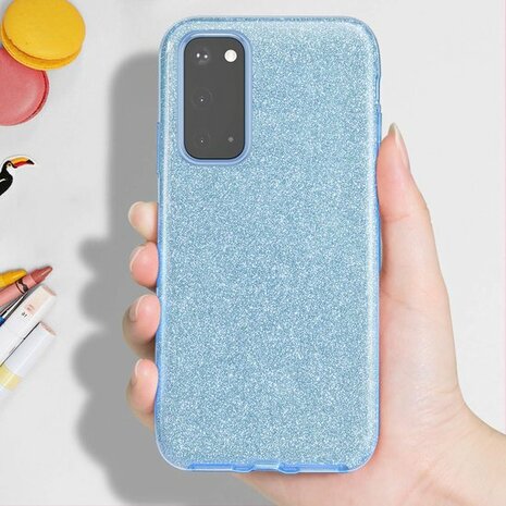 Samsung A03 - Glitter Back Cover - Blauw