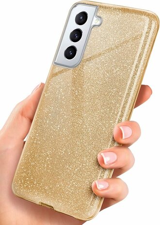Samsung S23 Plus - Glitter Back Cover - Goud