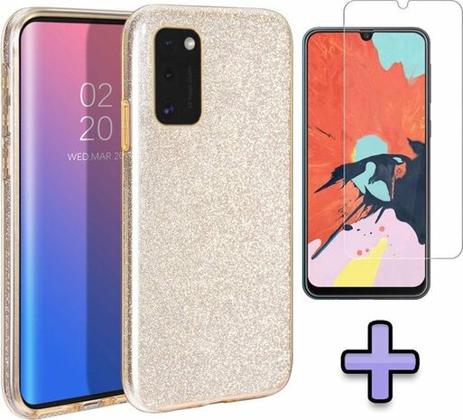 A41 - Glitter Back Cover &amp; Glas - Goud