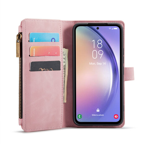 Samsung S25 - Pale Pink - Book Case met Rits