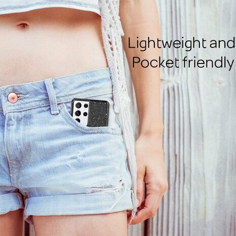 Samsung S23 Ultra - Glitter Back Cover - Zwart