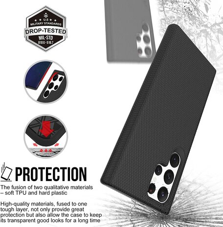 Samsung S24 Ultra Zwart - Anti Slip Matte Armor