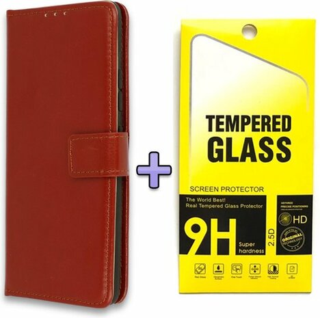 Nokia 1.4 - Book Case &amp; Glas - Bruin