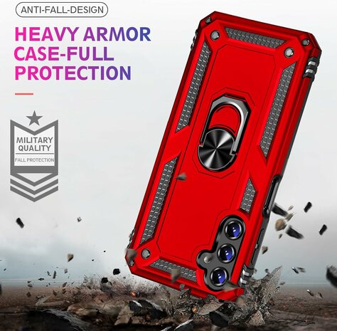 Samsung S23 FE Rood - Armor met Kickstand Ring