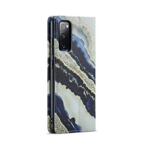 Samsung S21 FE Blue Paraiba - Marmer Book Case