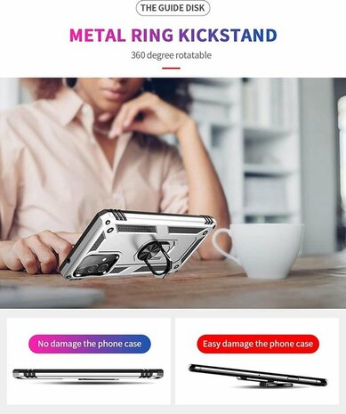 Samsung A72 Grijs - Armor met Kickstand Ring
