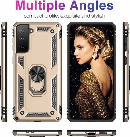 Samsung S21 Plus Goud - Armor met Kickstand Ring