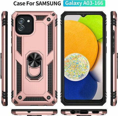 Samsung A03 Roségoud - Armor met Kickstand Ring