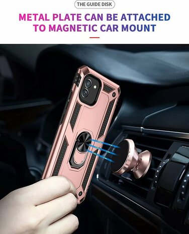 Samsung A03 Roségoud - Armor met Kickstand Ring