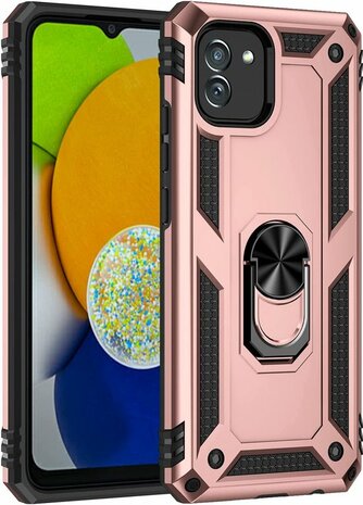 Samsung A03 Roségoud - Armor met Kickstand Ring