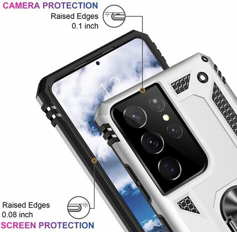Samsung S22 Ultra Grijs - Armor met Kickstand Ring