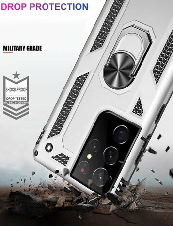 Samsung S22 Ultra Grijs - Armor met Kickstand Ring