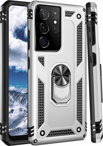 Samsung S22 Ultra Grijs - Armor met Kickstand Ring