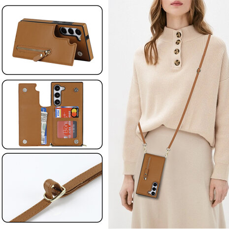 Samsung S25 Bruin - Back Cover met Koord