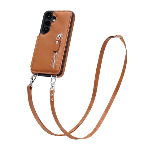 Samsung S25 Bruin - Back Cover met Koord