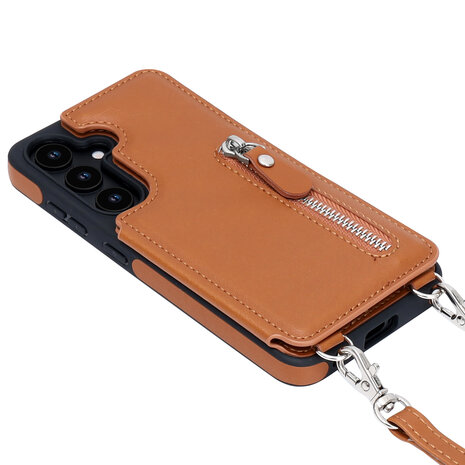 Samsung S25 Bruin - Back Cover met Koord