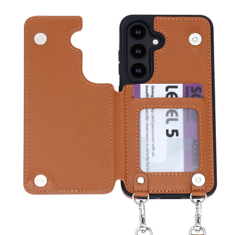 Samsung S25 Bruin - Back Cover met Koord