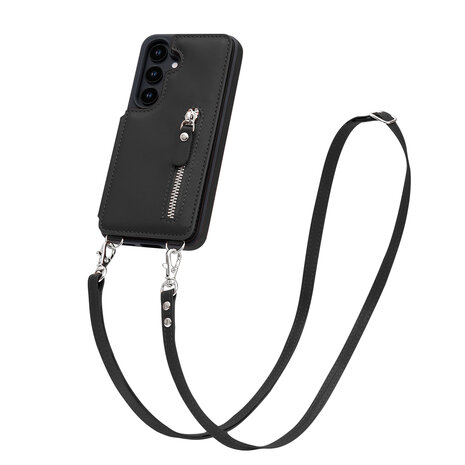 Samsung S25 - Zwart - Back Cover met Koord