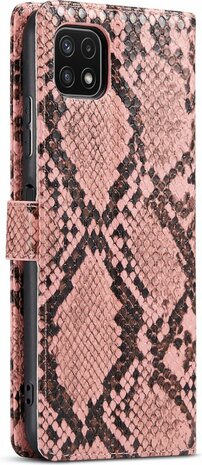 Samsung A22 5G Roze - Slangen Book Case