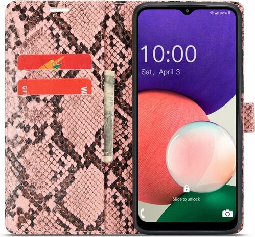 Samsung A22 5G Roze - Slangen Book Case