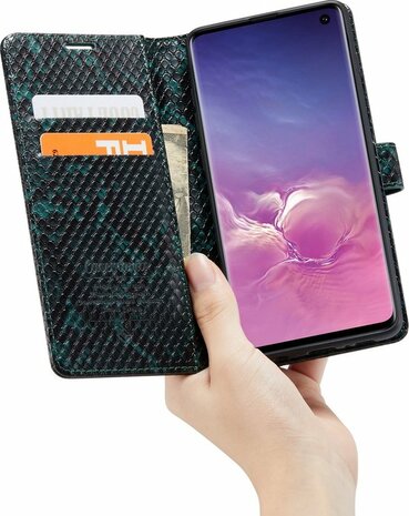 Samsung S10 Plus Groen - Slangen Book Case