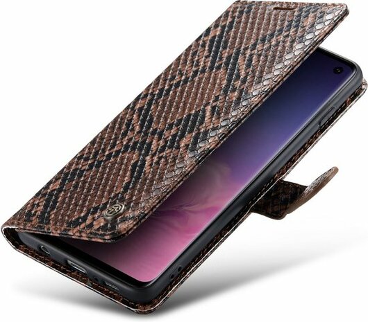 Samsung S10 Plus Bruin - Slangen Book Case