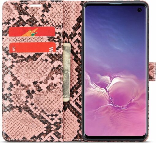 Samsung S10 Plus Roze - Slangen Book Case