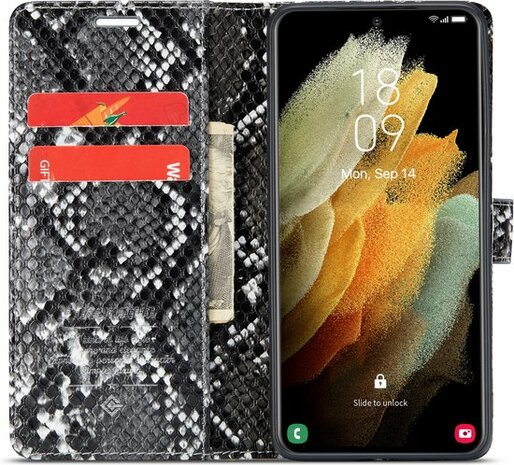 Samsung S21 FE Zwart - Slangen Book Case