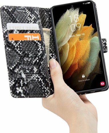 Samsung S21 FE Zwart - Slangen Book Case
