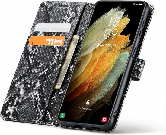 Samsung S21 FE Zwart - Slangen Book Case