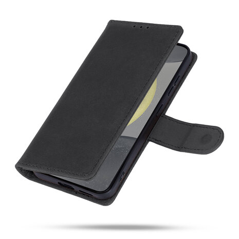 Samsung S25 - Charcoal Gray - Leather Book Case