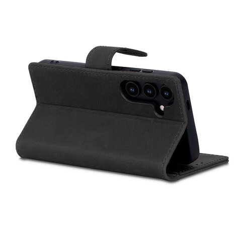 Samsung S25 - Charcoal Gray - Leather Book Case