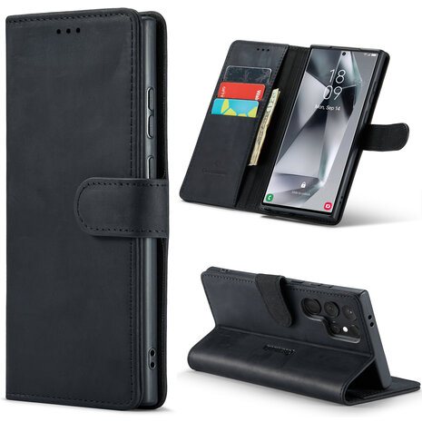 Samsung S24 Ultra Charcoal Gray - Leather Book Case