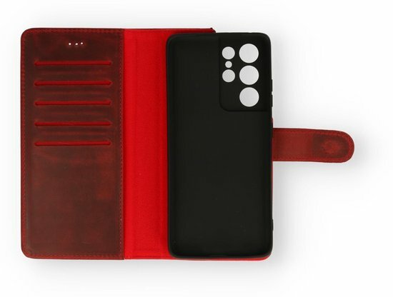 Samsung S21 Ultra Rood - Lederen Book Case